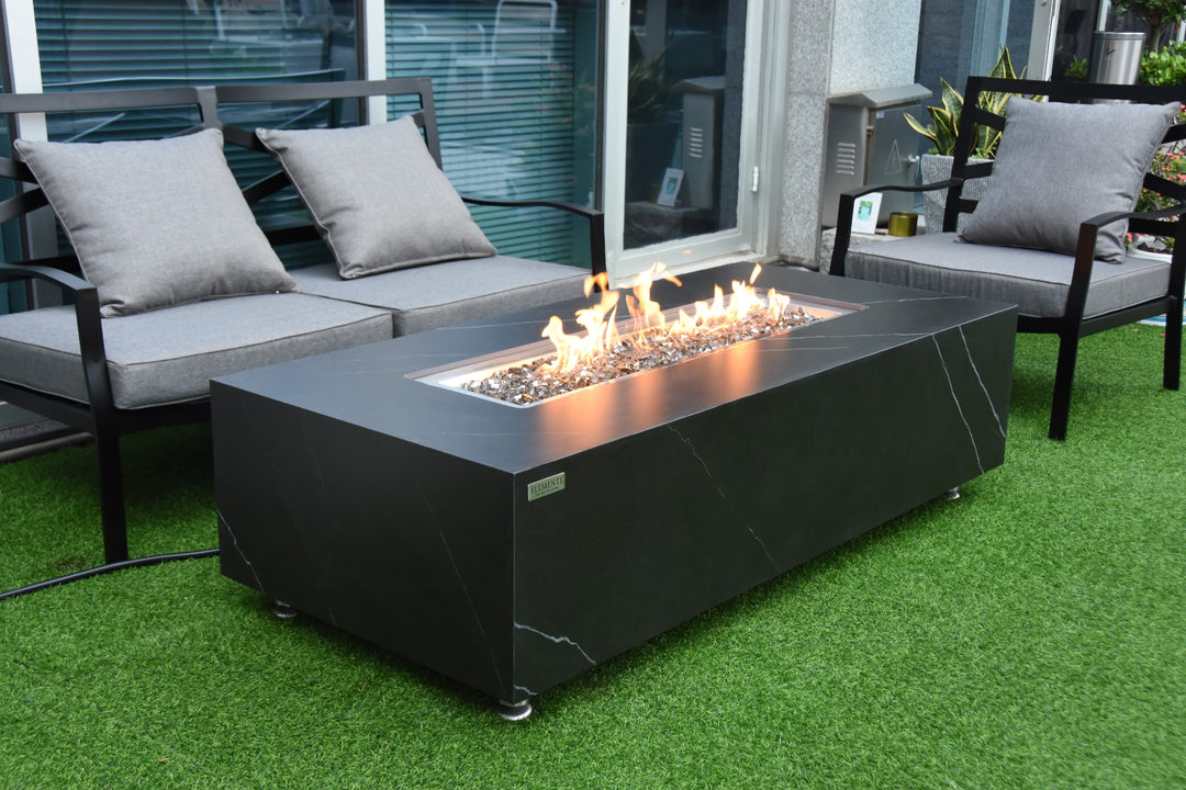 Varna Outdoor Bulgaria Black Fire Pit Table - Select Fuel Type